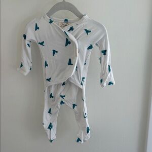 Charming Kids One Piece Footie in White and Teal